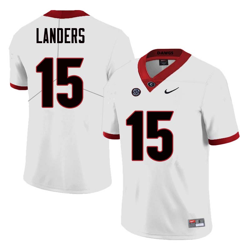 Men Georgia Bulldogs #15 Matt Landers College Football Jerseys Sale-White - Click Image to Close